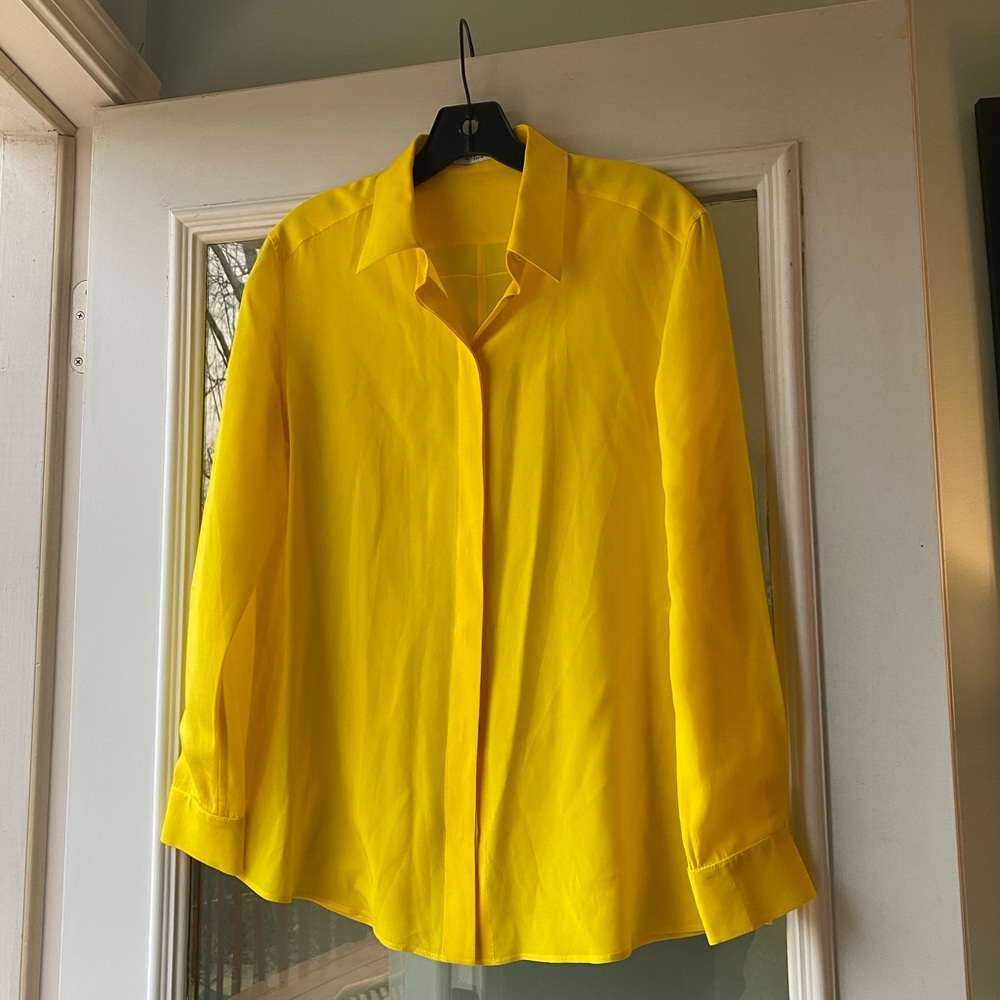 Givenchy Vibrant Yellow Silk Crepe Button Down - Picture 1 of 9